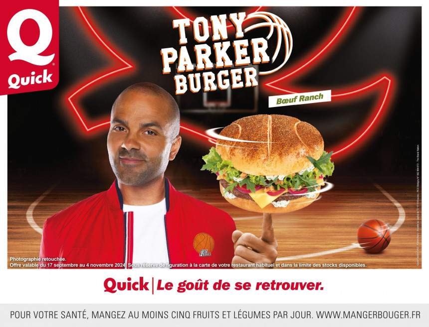 Quick : lancement du Tony Parker Burger Bœuf Ranch, voici le prix de cette nouveauté