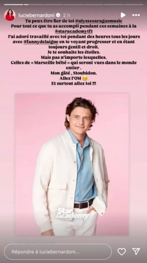 Ulysse éliminé de la Star Academy : l&rsquo;émouvant message de Lucie Bernardoni