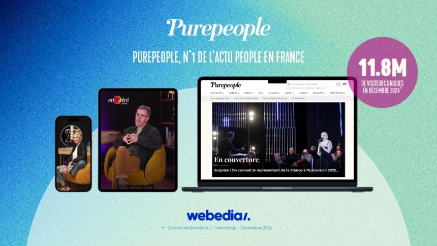 Purepeople bat un record d’audience avec 11,8 millions de visiteurs uniques en décembre 2024 Purepeople bat un record d’audience avec 11,8 millions de visiteurs uniques en décembre 2024
