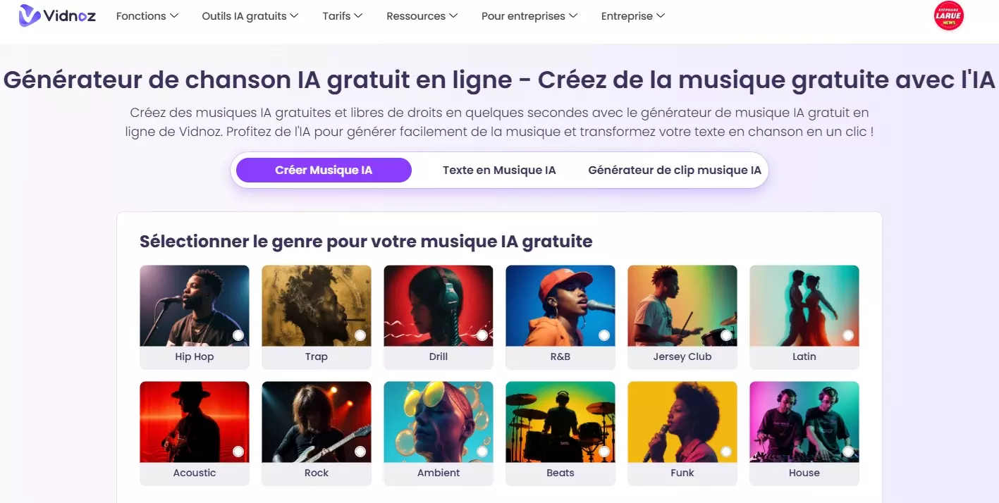 Le générateur de musique IA de Vidnoz : l’outil ultime pour créer des musiques IA libres de droits