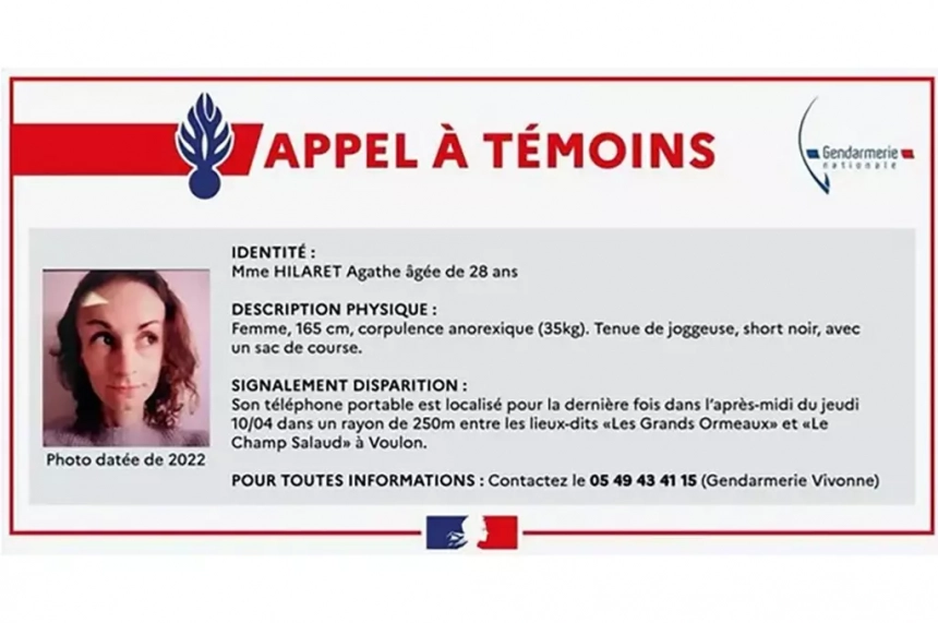 APPEL À TÉMOINS : Disparition inquiétante près de Poitiers, la gendarmerie recherche Agathe, 28 ans, disparue lors de son jogging