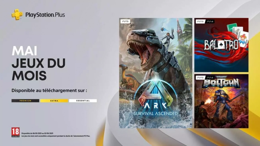 Playstation plus mai 2025 : ark survival ascended, balatro et boltgun à l’honneur PlayStation Plus mai 2025 : Ark Survival Ascended, Balatro et Boltgun à l’honneur
