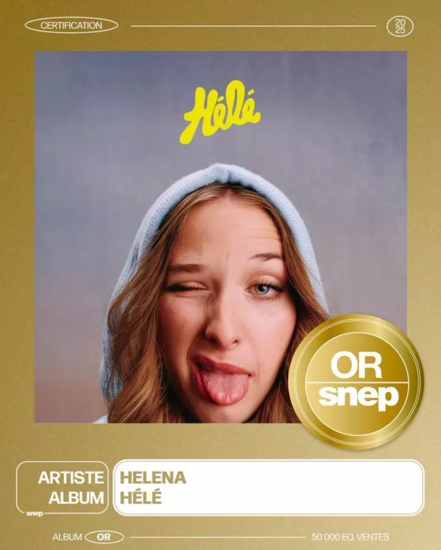 Héléna bailly décroche un nouveau disque d'or avec son album "hélé" Héléna Bailly décroche un nouveau disque d’or avec son album « Hélé »
