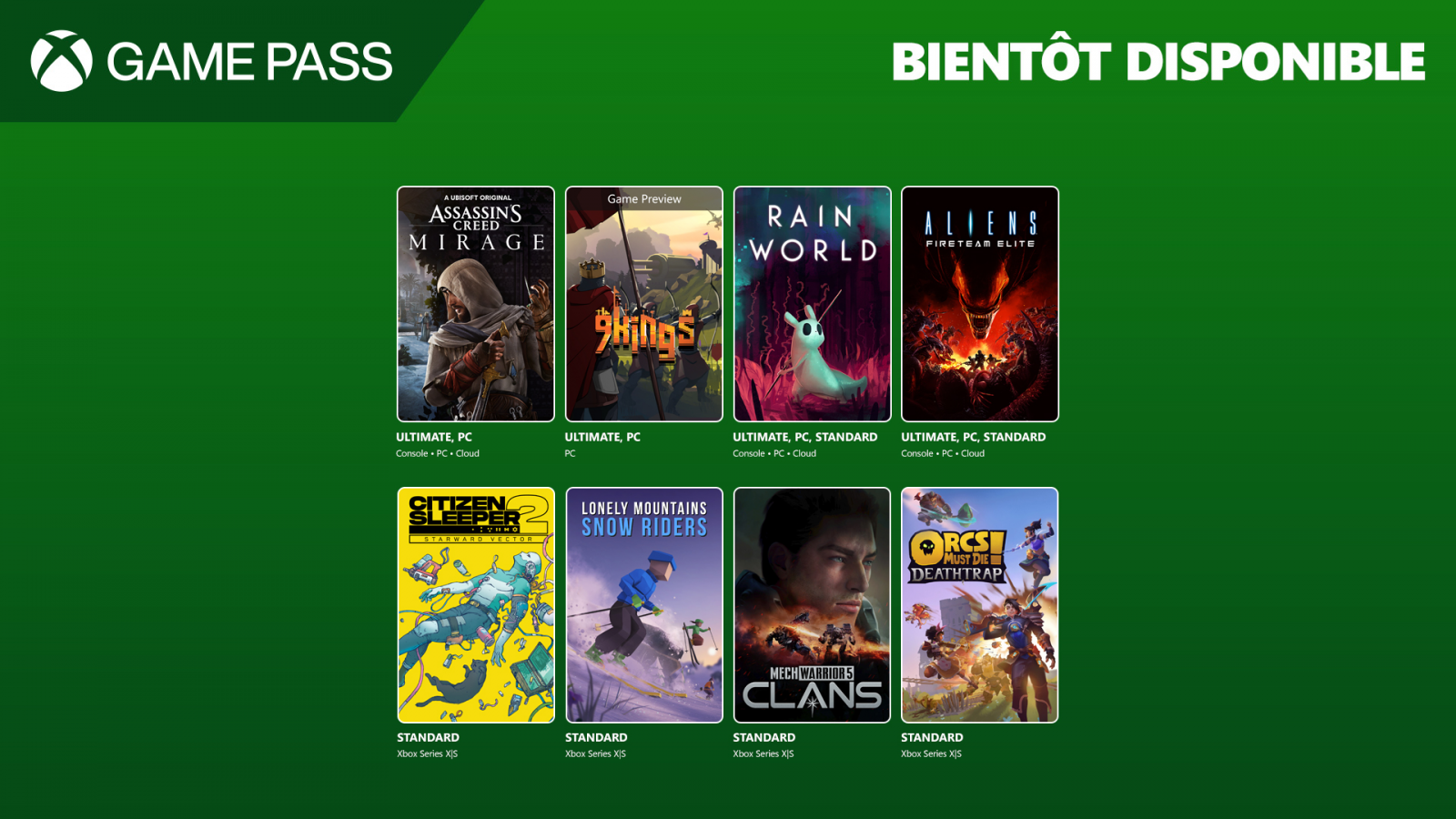 Xbox Game Pass d&rsquo;août 2025 : Rain World disponible et Assassin&rsquo;s Creed Mirage arrive dans 3 jours