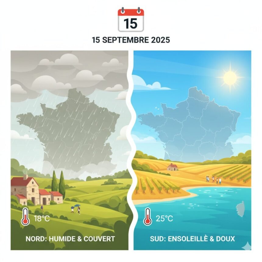 La météo en France du 15 septembre 2025 : Nord humide et Sud ensoleillé