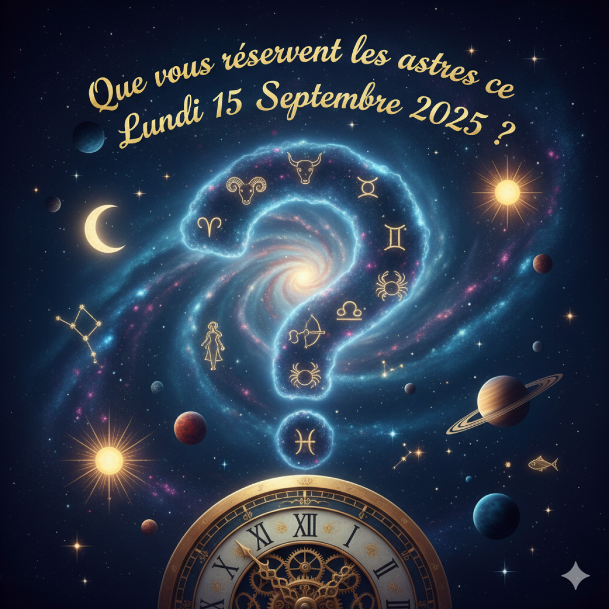 Votre horoscope pour la journée du lundi 15 septembre 2025 Votre Horoscope pour la journée du Lundi 15 Septembre 2025
