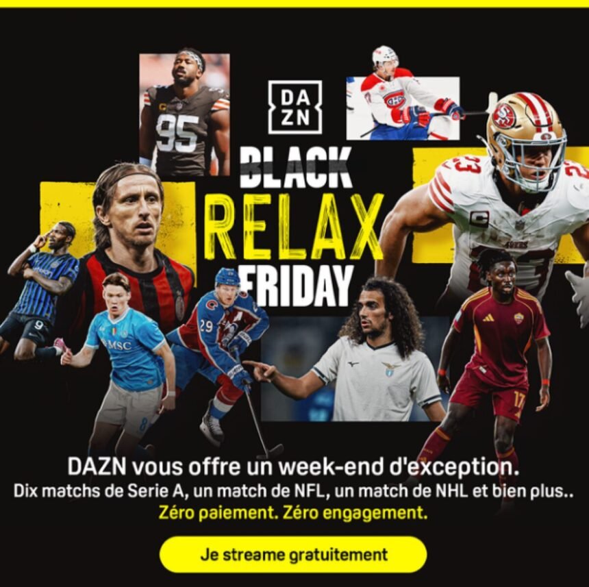 Dazn : tout le contenu gratuit ce week-end pour le « black relax friday » Ai Generated 1764448889274