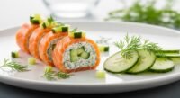 Le roulé de saumon fumé à la crème d&rsquo;aneth et concombre croquant