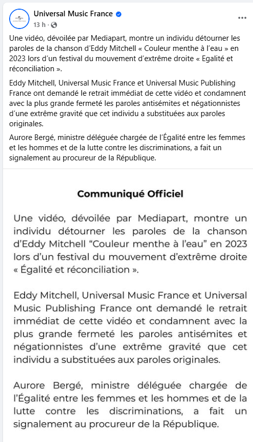 Eddy Mitchell exige le retrait d'une vidéo détournant son tube à des fins antisémites