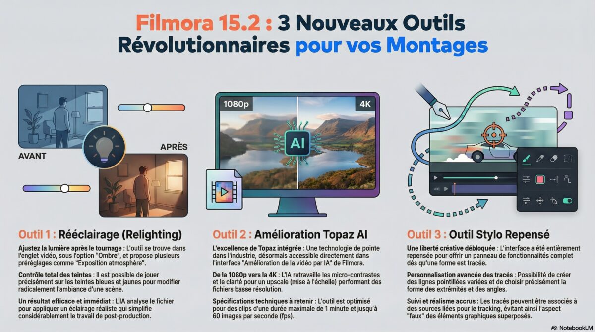Filmora 15.2 est disponible : découvrez Topaz, le Rééclairage et le nouveau Stylo