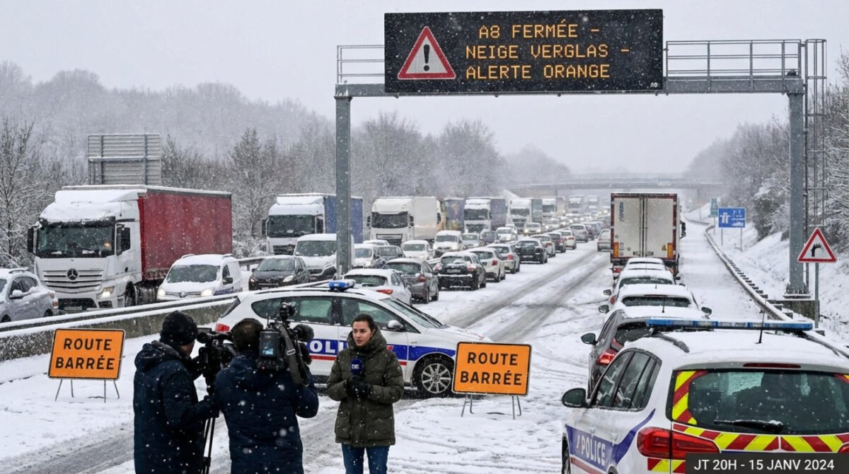 Neige et verglas : l’autoroute A8 coupée, 38 départements en alerte orange