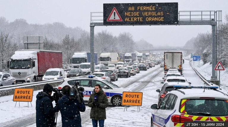 Neige et verglas : l’autoroute A8 coupée, 38 départements en alerte orange