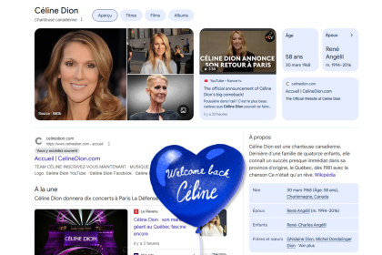 Google réserve un cœur animé aux fans de Céline Dion