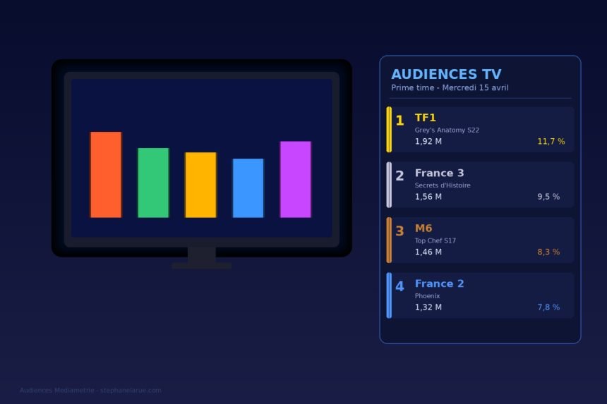 Audiences mercredi : tf1 en tête avec grey's anatomy Audiences mercredi : TF1 en tête avec Grey’s Anatomy