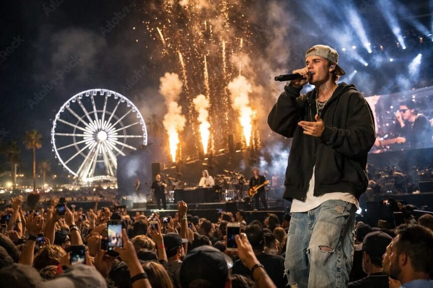 Coachella 2026 : Justin Bieber chante en karaoké sur son MacBook et divise Internet