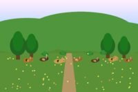 Cochons d'Inde dans un parc verdoyant, illustration