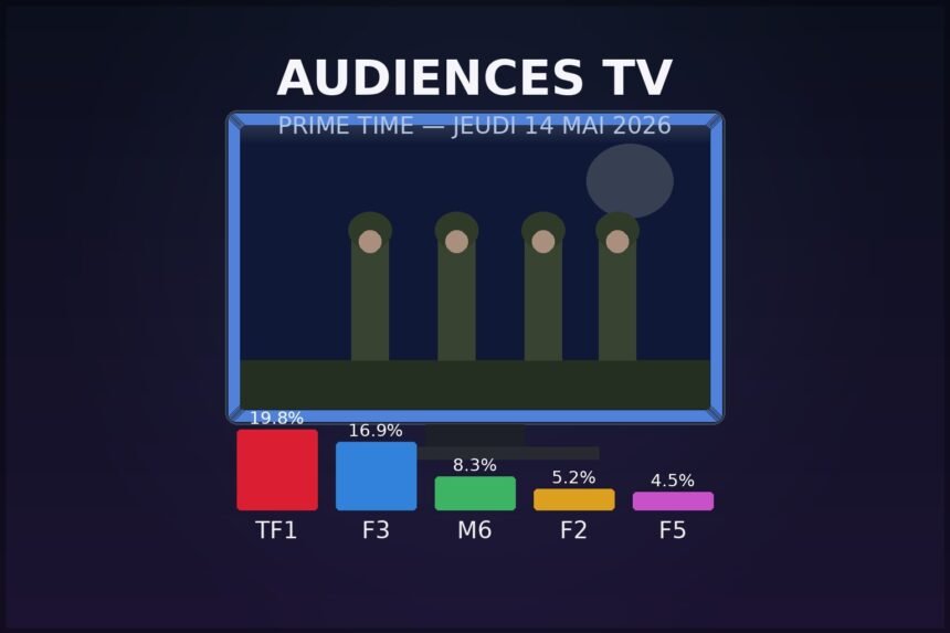 Audiences jeudi : la 7ème compagnie écrase les traîtres sur m6 Audiences TV prime time jeudi 14 mai 2026 — TF1 leader