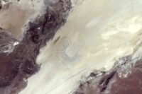 Vue satellite du festival Burning Man dans le désert du Nevada