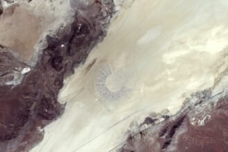 Vue satellite du festival Burning Man dans le désert du Nevada