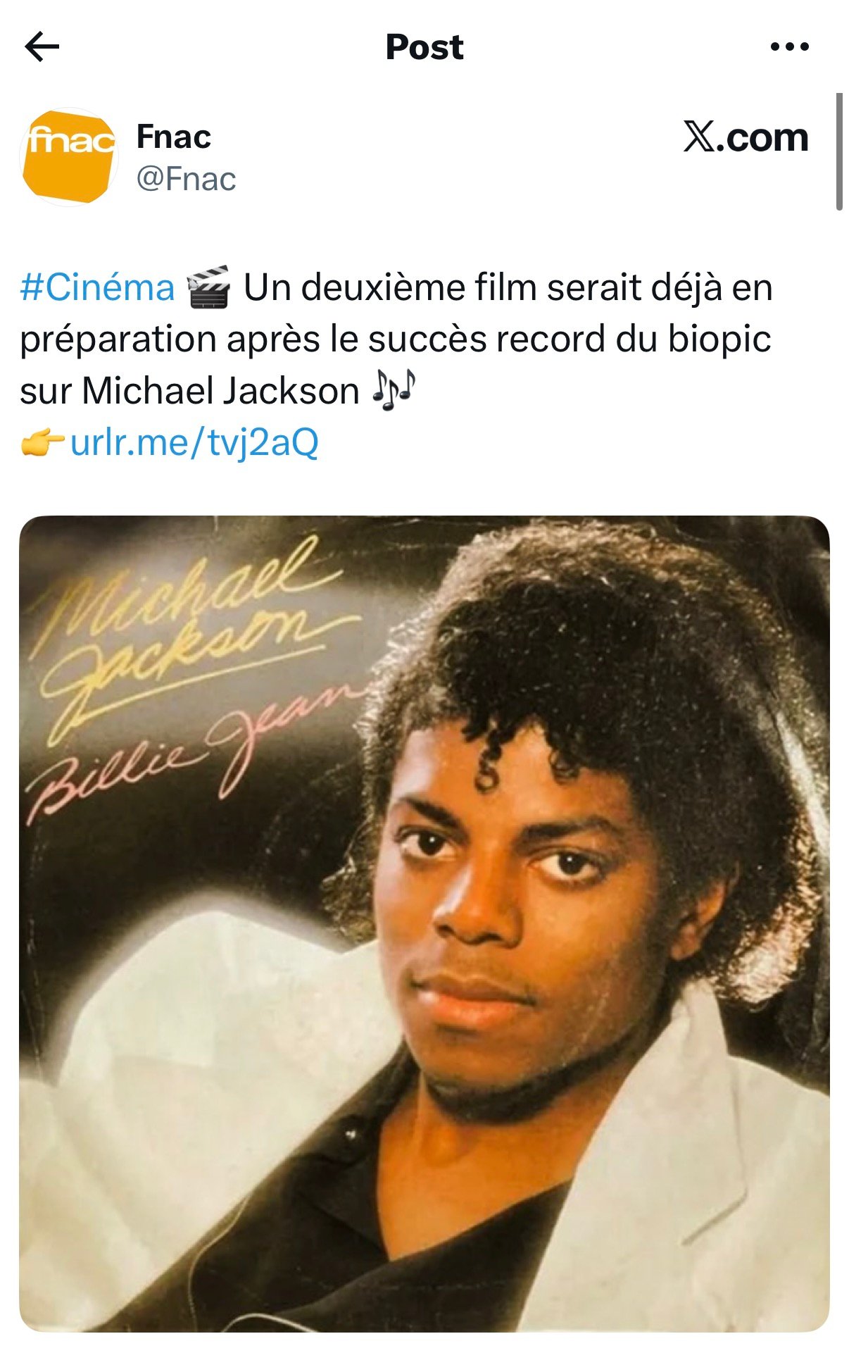 Tweet de la Fnac avec la fausse pochette Billie Jean montrant iShowSpeed à la place de Michael Jackson