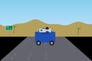 Un mannequin habillé sur le siège passager d'une voiture californienne sur la voie covoiturage