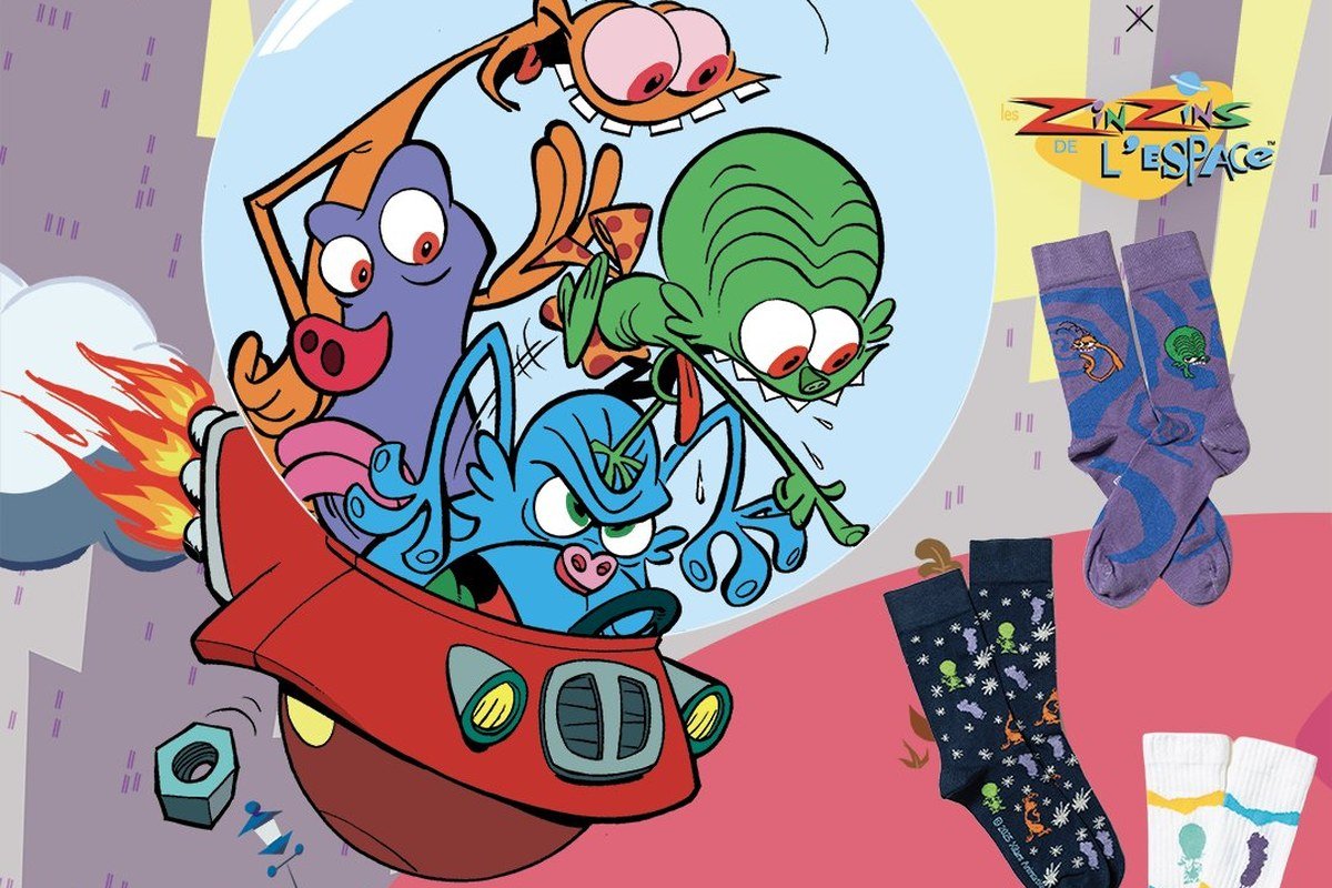 Label chaussette x xilam : oggy et les zinzins reviennent Collection complète Label Chaussette x Zinzins de l'Espace — 3 modèles
