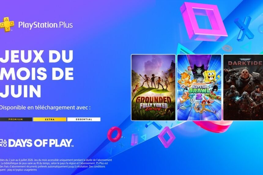 Playstation plus juin 2026 : grounded, nickelodeon all-star brawl 2 et warhammer darktide dès le 2 juin Jeux PlayStation Plus de juin 2026 : Grounded Fully Yoked Edition, Nickelodeon All-Star Brawl 2, Warhammer 40000 Darktide