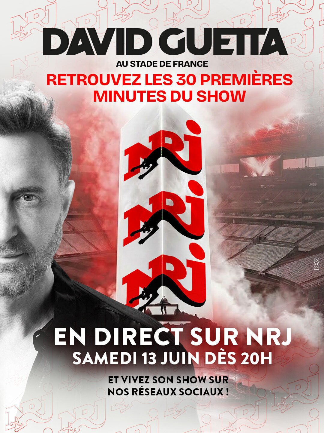 David Guetta : NRJ diffusera les 30 premières minutes du concert événement au Stade de France
