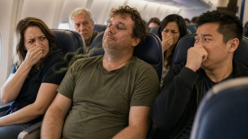 En avion, 74 % des français ne supportent pas les passagers malodorants En avion, 74 % des Français ne supportent pas les passagers malodorants