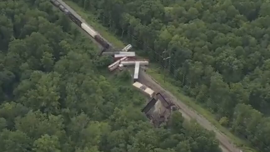 Pennsylvanie : un train de marchandises déraille, les habitants confinés près de philadelphie Pennsylvanie : un train de marchandises déraille, les habitants confinés près de Philadelphie