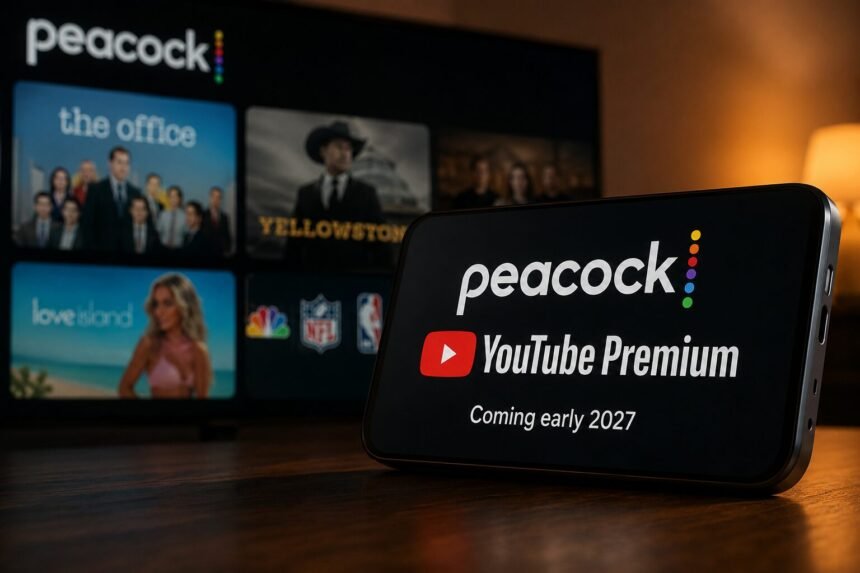 Peacock rejoint youtube premium aux états-unis en 2027 Peacock rejoint YouTube Premium aux États-Unis en 2027