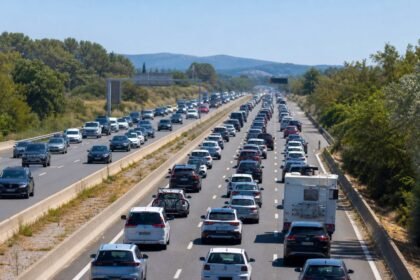 Départs en vacances : plus de 900 km de bouchons sur les routes Embouteillages sur une autoroute française lors des départs en vacances sous la chaleur