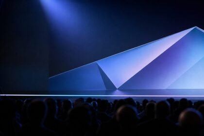 Scène abstraite de conférence technologique pour Galaxy Unpacked 2026
