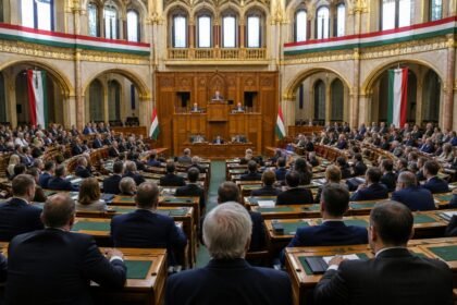 Vue d’une séance parlementaire en Hongrie illustrant une réforme constitutionnelle