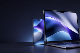Un smartphone et un ordinateur portable illustrant les bêtas publiques d’iOS 27 et macOS 27