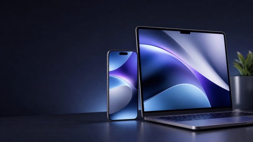 Ios 27, macos 27 : quand les bêtas publiques seront-elles disponibles? Un smartphone et un ordinateur portable illustrant les bêtas publiques d’iOS 27 et macOS 27