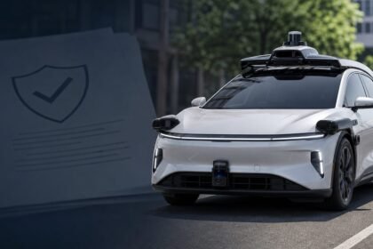 Robotaxi autonome sur une rue urbaine avec capteurs de sécurité redondants
