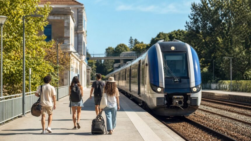 Occitanie : les moins de 27 ans pourront voyager en train lio dès 1 € cet été Train régional sur un quai avec de jeunes voyageurs en Occitanie