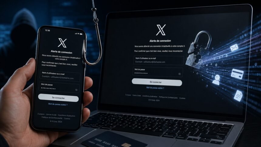 Phishing sur x : de fausses alertes de connexion quasi parfaites phishing X