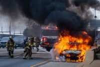 A46 au nord de Lyon : un camping-car en feu, l'autoroute coupée