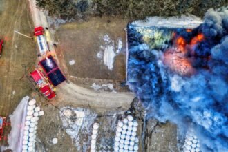 Dijon : un violent incendie ravage une casse automobile à Saint-Apollinaire