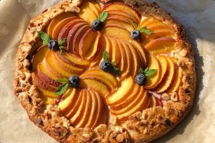 Cette galette rustique aux pêches et aux amandes se prépare en 42 minutes Cette galette rustique aux pêches et aux amandes se prépare en 42 minutes