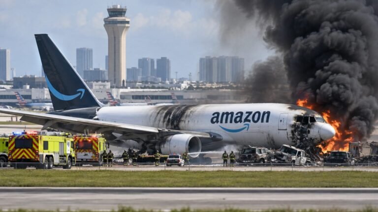Miami : cinq morts après la sortie de piste d’un avion-cargo d’amazon écoles fermées canicule
