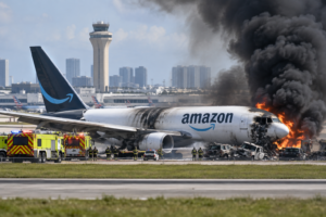 Miami : cinq morts après la sortie de piste d’un avion-cargo d’amazon Miami : cinq morts après la sortie de piste d’un avion-cargo d’Amazon