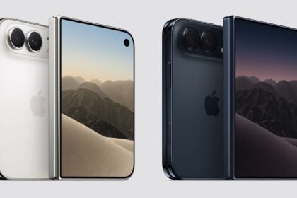 iPhone Duo, le premier iPhone pliant d Apple, en blanc et bleu nuit