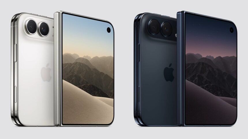 iPhone Duo, le premier iPhone pliant d Apple, en blanc et bleu nuit
