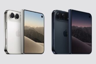 iPhone Duo, le premier iPhone pliant d Apple, en blanc et bleu nuit