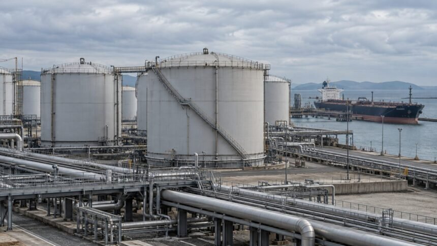 Accord trump-poutine : washington autorise le diesel russe Réservoirs de stockage de carburant et navire-citerne dans un terminal portuaire