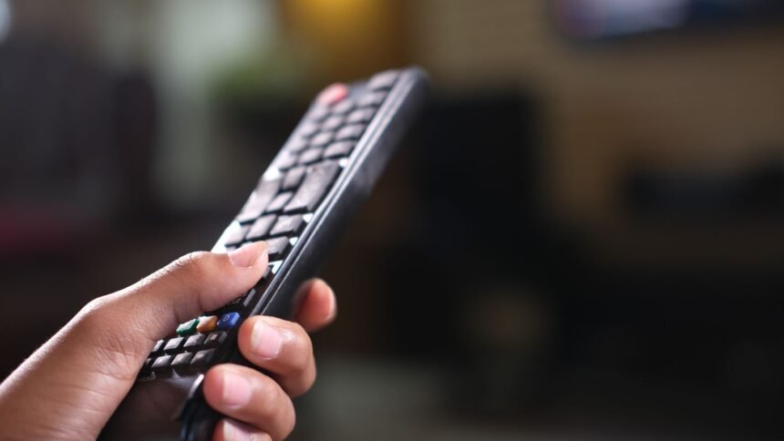 Canal+ : maxime saada annonce une hausse d'environ 10 % des abonnements Main tenant une télécommande de télévision