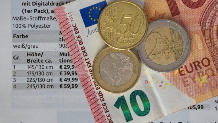 Inflation 3,1 % en septembre : gazole +44,1 % sur un an (insee) Pièces et billets en euros posés sur une liste de prix